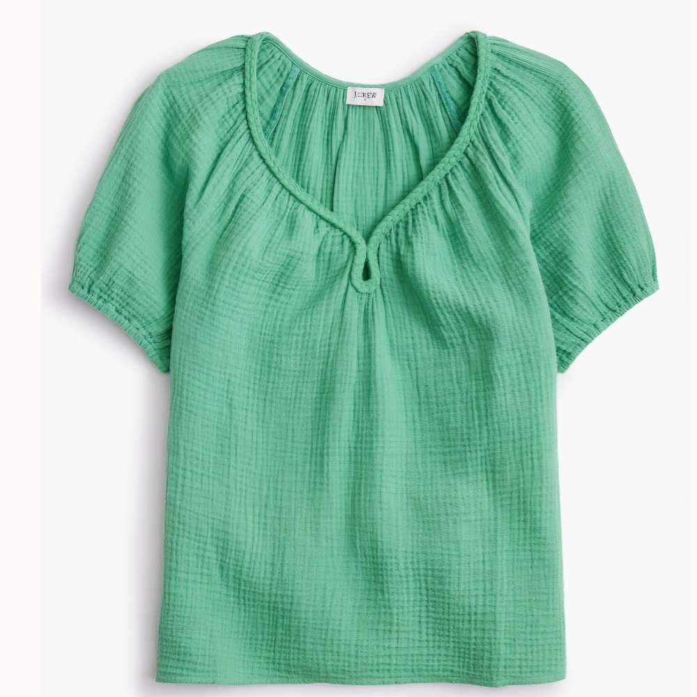 J. Crew Braided Keyhole Cotton Gauze Top